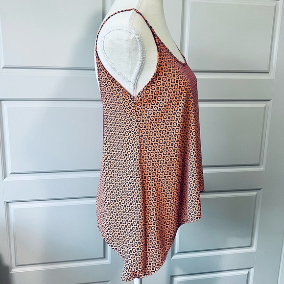 Soprano's Sleeveless Tank Top Peach Black Geometric Print Casual Summer Top SM - Picture 3 of 8